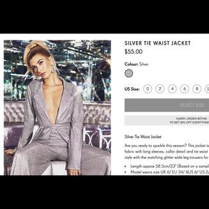 Silver waist tie jacket from pretty little thing